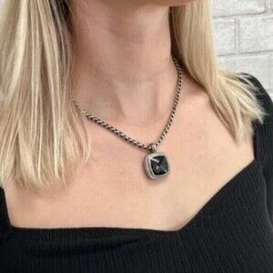 David Yurman Onyx Pendant Necklace Large